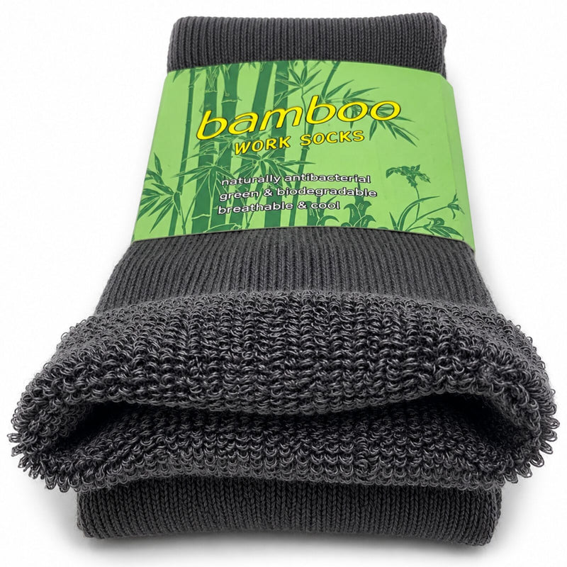 Load image into Gallery viewer, 12 Pairs Bamboo Rich Mens Work Socks Thick Cushion Anti Odour - Charcoal Grey-3