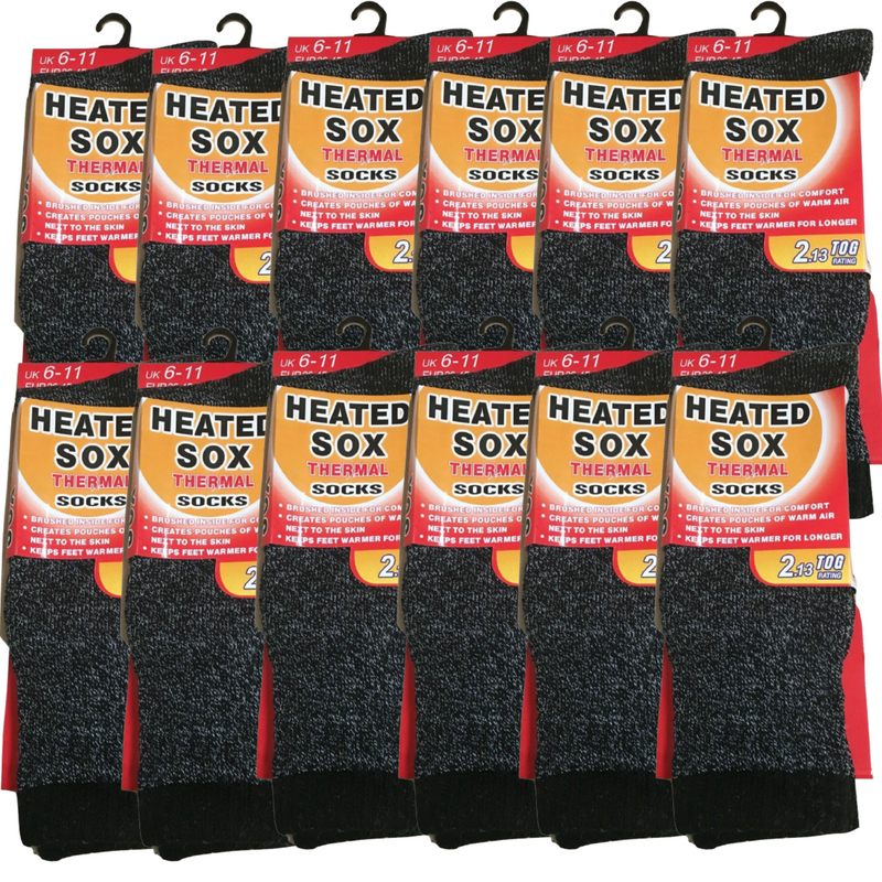 Load image into Gallery viewer, 12 Pairs Mens THERMAL HEATED SOCKS Warm Winter Comfort Mens Work Sox Ski BULK - 6-11 UK-1