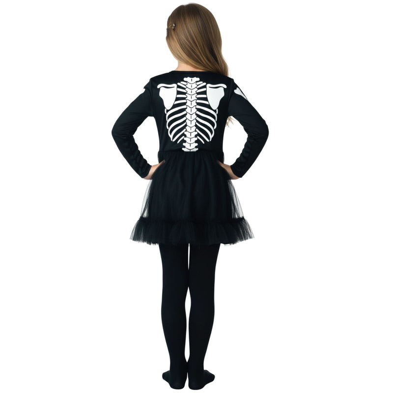 Load image into Gallery viewer, Children Skeleton Girl Costume Halloween Bones Dress - Black/White-2