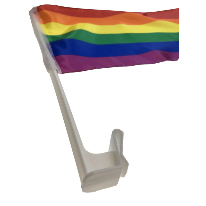 Load image into Gallery viewer, 2x RAINBOW CAR FLAG with Window Clip Flags Australia Day 30cm x 45cm Gay Pride-4
