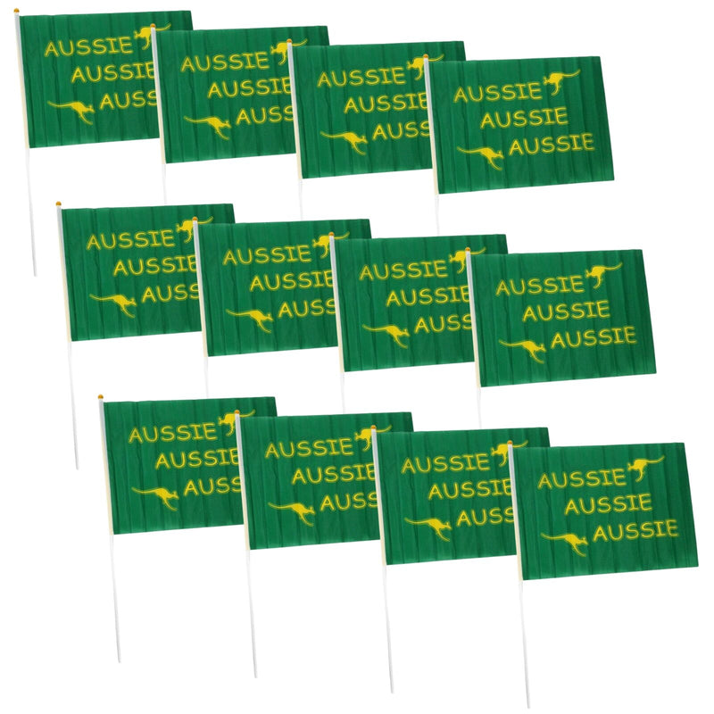 Load image into Gallery viewer, 12x Aussie Hand Flag 29x44cm – Green Signal Flag for Australia Day & Sporting Events-1