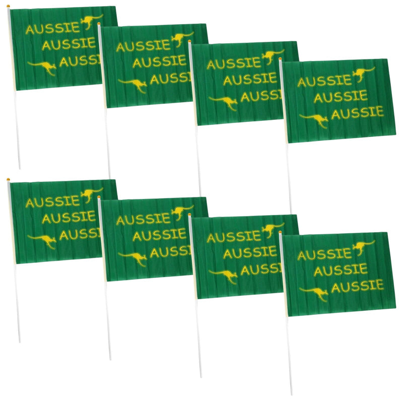 Load image into Gallery viewer, Aussie Hand Flags - 8 Pack (14x21cm) | Green Durable Australian Flag for Events & Celebrations-0