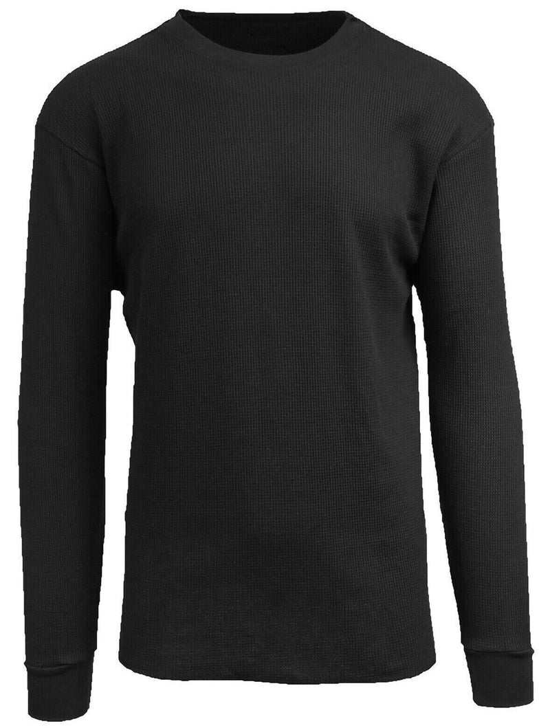 Load image into Gallery viewer, Thermo Fleece Mens Thermal Long Sleeve Top Baselayer Cotton Blend Shirt - Black