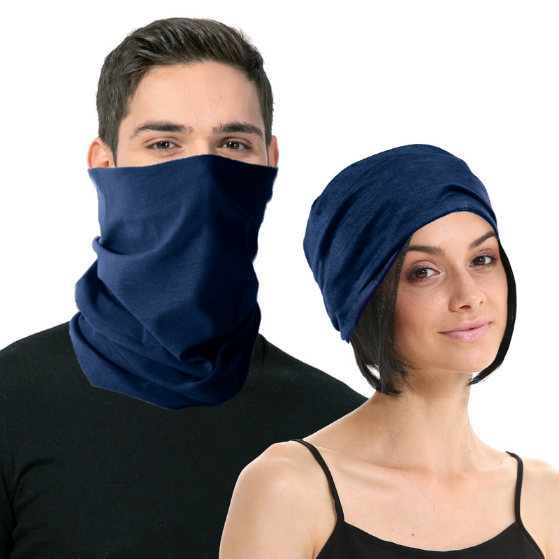 Load image into Gallery viewer, Seamless Tube Bandana Head Scarf Face Cover Mask Gaiter Ski Snow in Navy-1