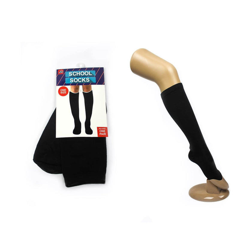 Load image into Gallery viewer, 1 Pair SCHOOL SOCKS Plain Knee High Cotton Girls Boys Unisex - Black - One Size Fits Most-0