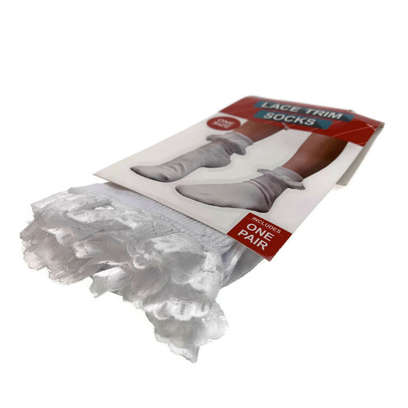 Load image into Gallery viewer, LACE TRIM SOCKS Ladies Ruffle Frilly Trim Ankle Sox Party Fancy Dress-2