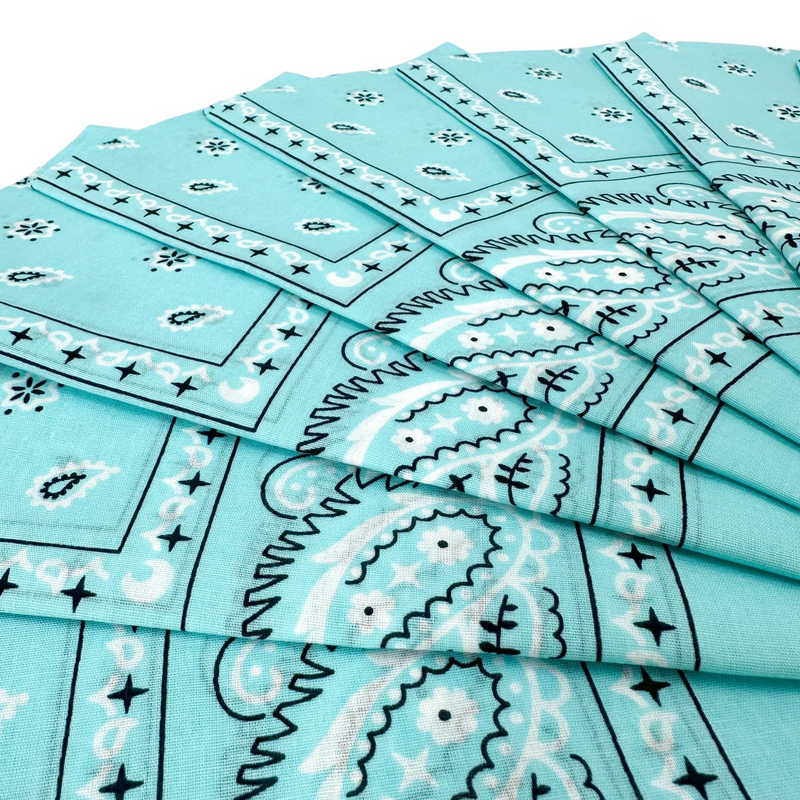 Load image into Gallery viewer, 15x BULK BANDANA Paisley 100% COTTON Head Wrap Bandanna Summer Scarf - Sky Blue-3