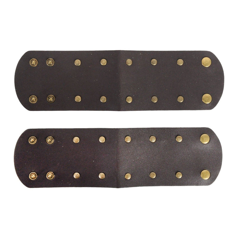 Load image into Gallery viewer, Gods and Goddesses Wristband Cuffs Brown Faux Leather Bronze Stud Pair-2