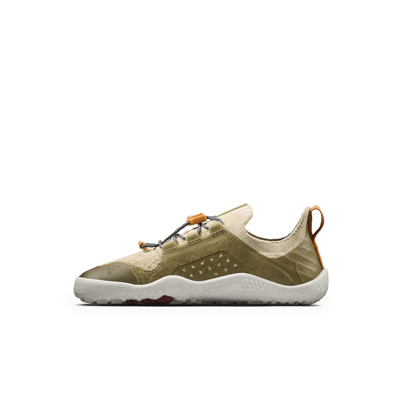 Load image into Gallery viewer, Vivobarefoot Primus Trail Knit FG Preschool Peyote lightweight kids' trail shoe for outdoor adventures.