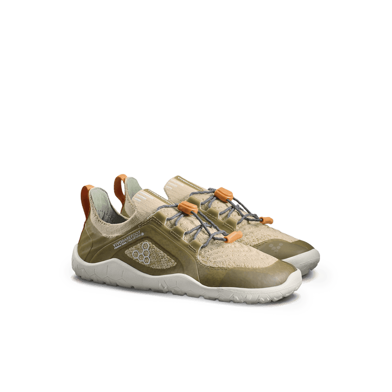 Load image into Gallery viewer, Vivobarefoot Primus Trail Knit FG Preschool Peyote lightweight kids' trail shoes designed for natural movement.