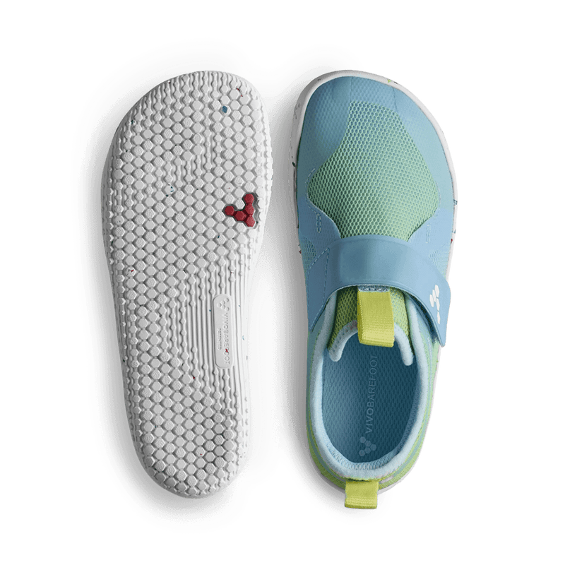 Load image into Gallery viewer, Vivobarefoot Primus Sport IV Preschool Skyway – Lightweight, flexible barefoot trainers designed for kids.