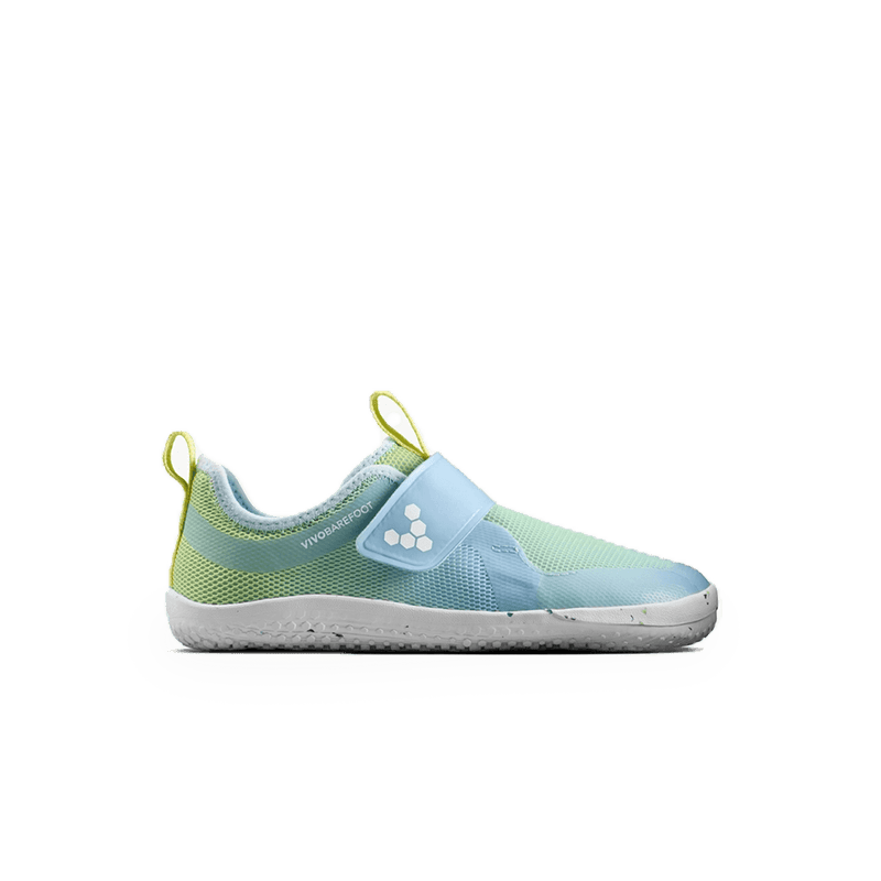 Load image into Gallery viewer, Vivobarefoot Primus Sport IV Preschool Skyway lightweight blue-green shoe for kids.