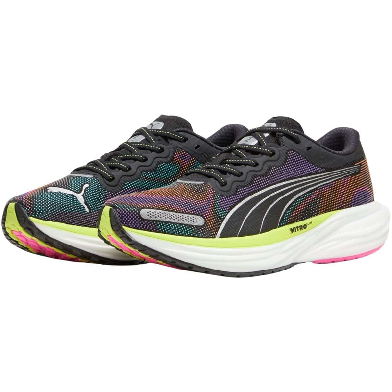 Load image into Gallery viewer, Puma Deviate Nitro 2 Womens Running Shoes in Black / Lime / Pink - Size US 8