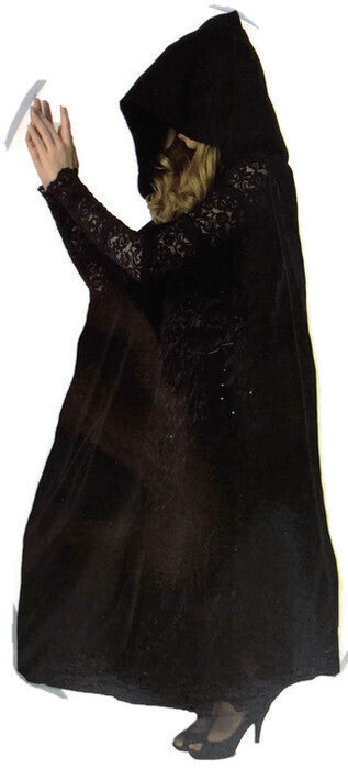 Load image into Gallery viewer, Adult Cape Cloak Hooded Robe Halloween Vampire Witch Wizard 140cm - Black-2