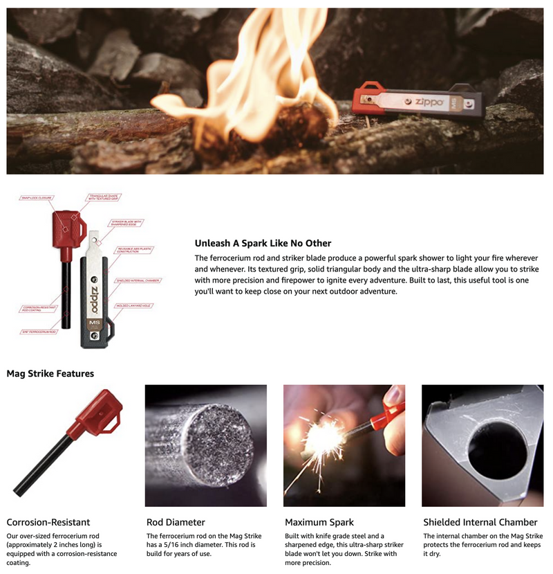 Load image into Gallery viewer, Zippo Outdoors Mag Strike Fire Spark Starter Camping Hiking Trekking