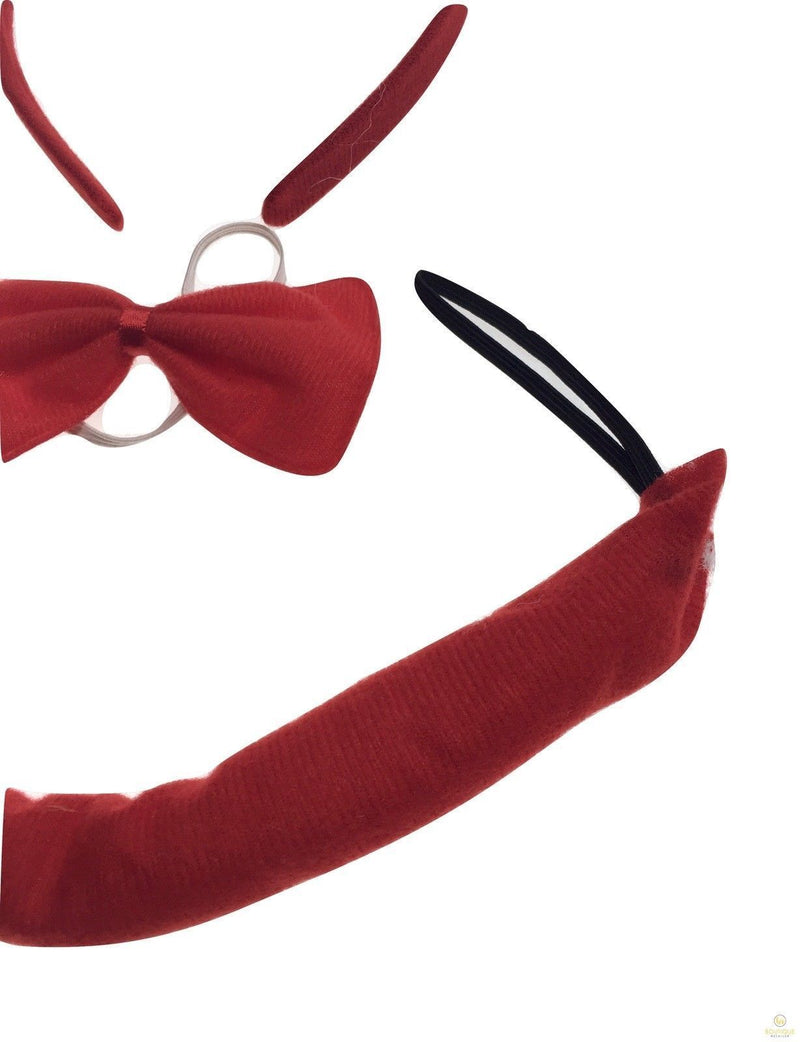Load image into Gallery viewer, DEVIL HEADBAND Red Furry Horns Ears Marabou Trim Halloween Shiny Headpiece-2