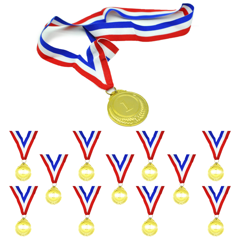 Load image into Gallery viewer, 12x 1st METAL GOLD WINNER MEDALS Sports Day School 46cm Ribbon Olympics-2