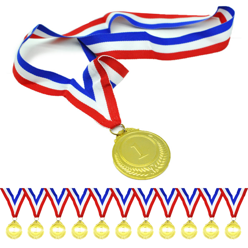 Load image into Gallery viewer, 12x 1st METAL GOLD WINNER MEDALS Sports Day School 46cm Ribbon Olympics-1