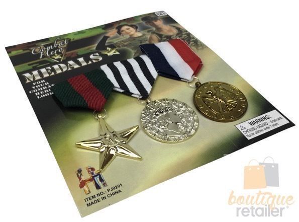 Load image into Gallery viewer, 3x Army Solider Medals Combat Party Costume Halloween Fancy Dress Replica-2
