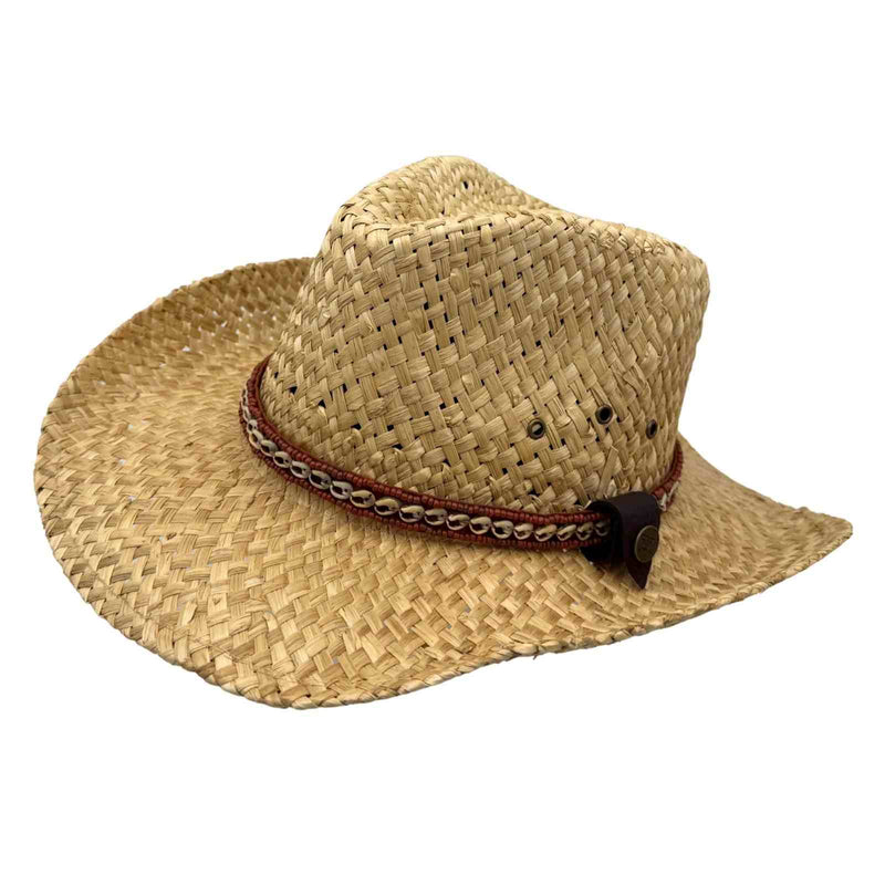 Load image into Gallery viewer, Jacaru 1818H Straw Cowboy Hat – Small Shell Band | Vegan