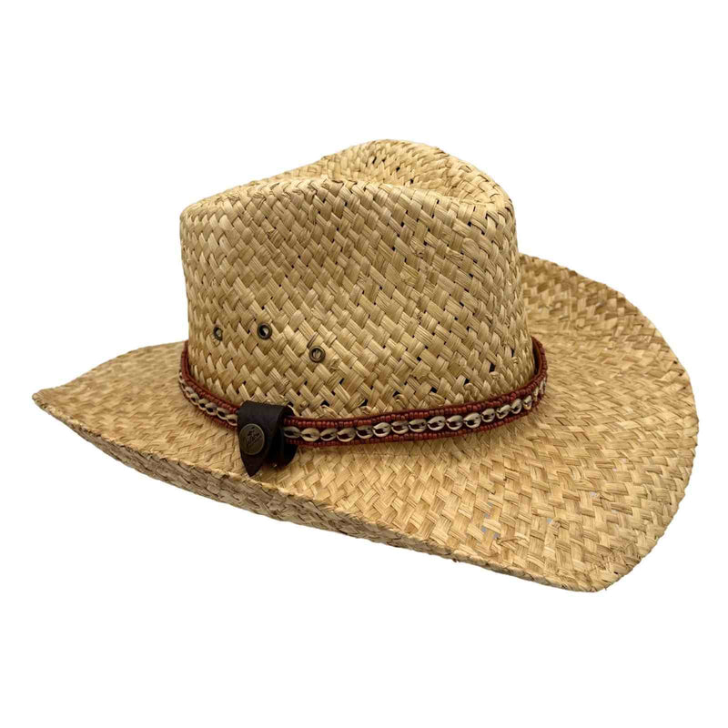 Load image into Gallery viewer, Jacaru 1818H Straw Cowboy Hat – Small Shell Band | Vegan