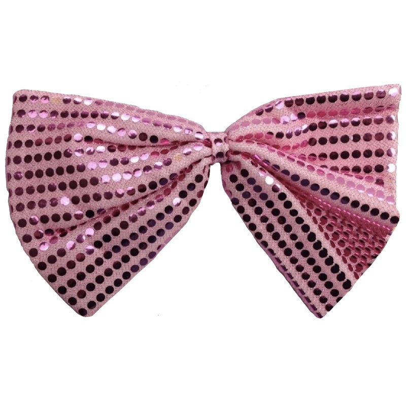 Load image into Gallery viewer, LARGE BOW TIE Sequin Polka Dots Bowtie Big King Size Party Costume - Light Pink-1