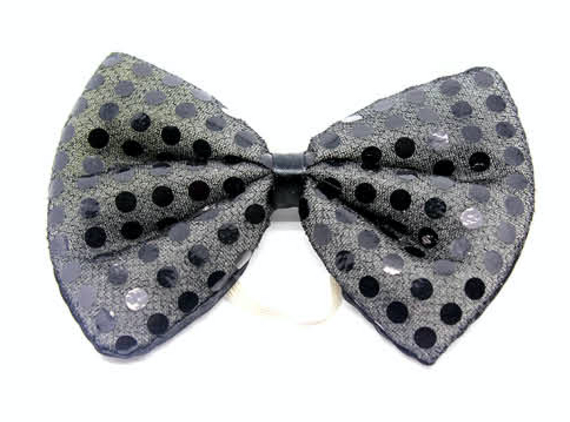Load image into Gallery viewer, SEQUIN BOW TIE Polka Dots Bowtie Party Unisex Costume 13cm x 9cm Clown - Black-0