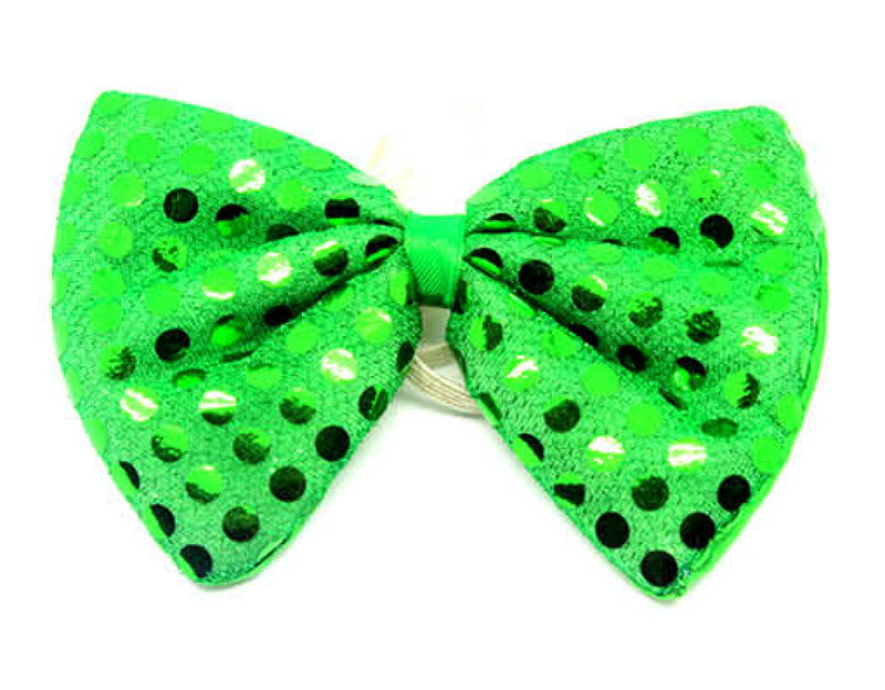 Load image into Gallery viewer, SEQUIN BOW TIE Polka Dots Bowtie Party Unisex Costume 13cm x 9cm Clown - Green-0