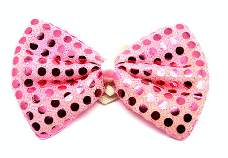 Load image into Gallery viewer, SEQUIN BOW TIE Polka Dots Bowtie Party Unisex Costume 13cm x 9cm Clown - Light Pink-0