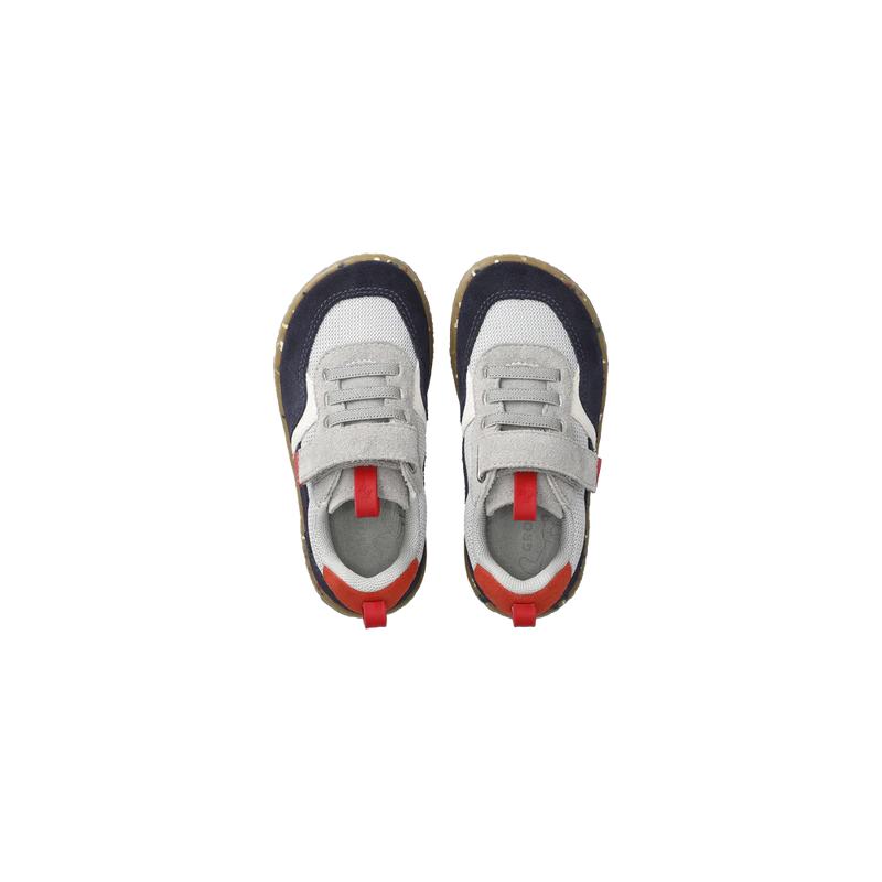 Load image into Gallery viewer, Groundies Lou 2.0 Kids' Barefoot Sneakers – Light Grey/Red