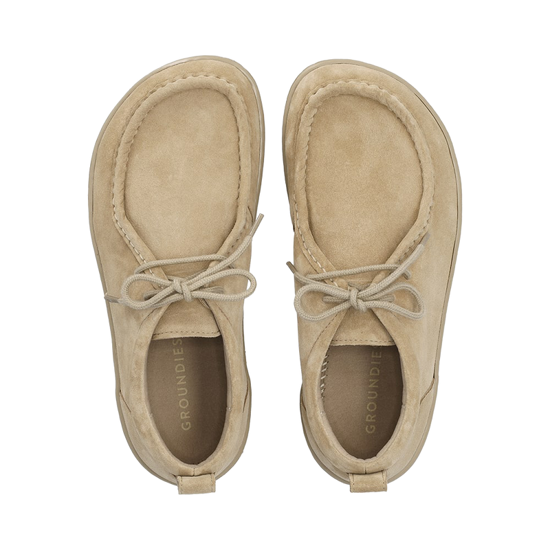 Load image into Gallery viewer, Groundies Cricket Men's Barefoot Moccasins – Beige
