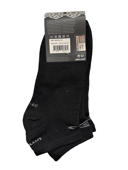 Load image into Gallery viewer, Umbro Mens Trainer Ankle Socks - Black - 1 Pack of 3 Pairs