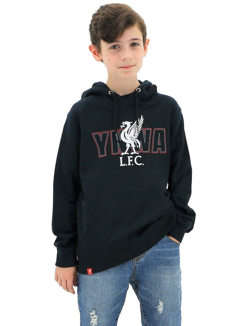 Load image into Gallery viewer, Liverpool FC Youth Boys Hoodie Jumper LFC YNWA Firebird Hoody - Navy