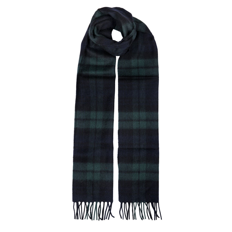 Load image into Gallery viewer, Dents Heritage Tartan Check Cashmere Scarf with Tassels and Gift Box in Black Watch-1