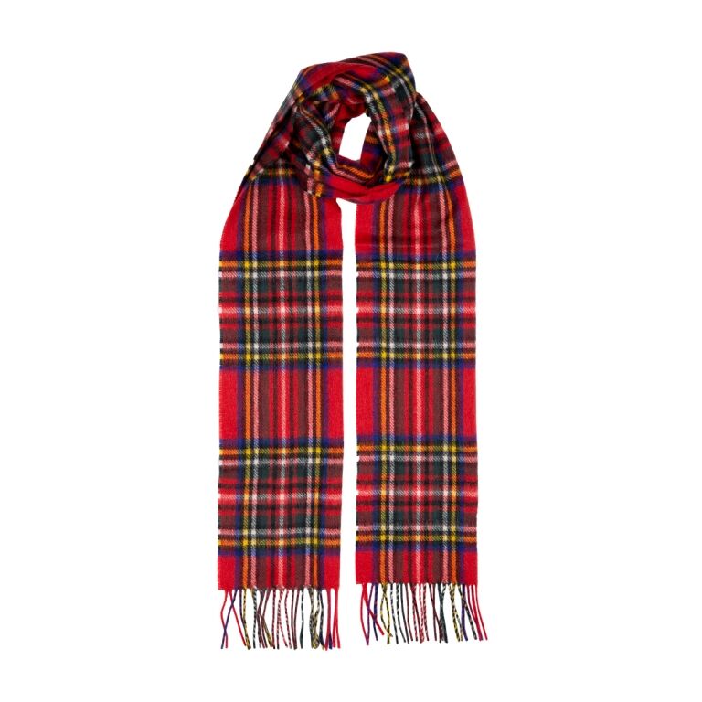 Load image into Gallery viewer, Dents Heritage Tartan Check Cashmere Scarf with Tassels and Gift Box in Royal Stewart-0