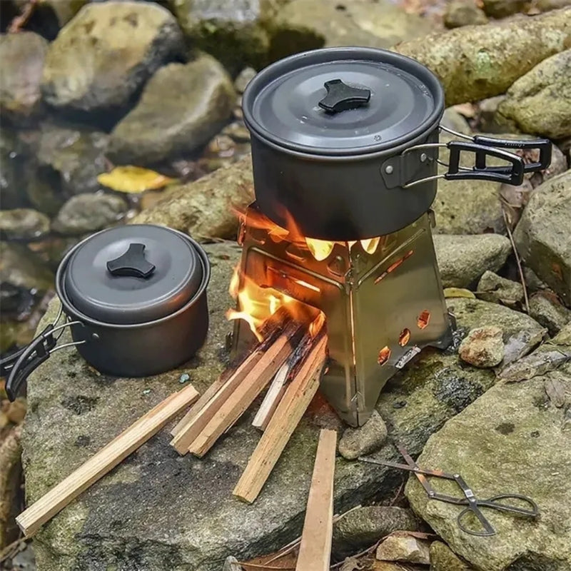 Load image into Gallery viewer, Portable Camping Wood Stove with Stainless Steel Folding Lightweight