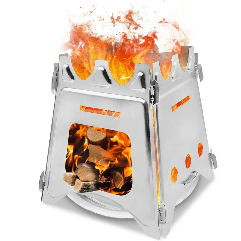 Load image into Gallery viewer, Portable Camping Wood Stove with Stainless Steel Folding Lightweight