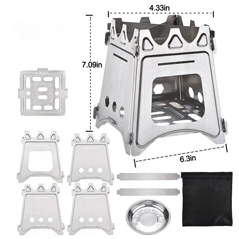 Load image into Gallery viewer, Portable Camping Wood Stove with Stainless Steel Folding Lightweight