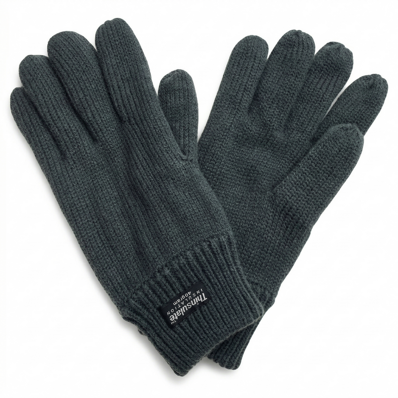 Load image into Gallery viewer, 3M THINSULATE Knitted Fleece Gloves Winter Warmers Snow Ski Thermal Plain - Grey - S/M-1