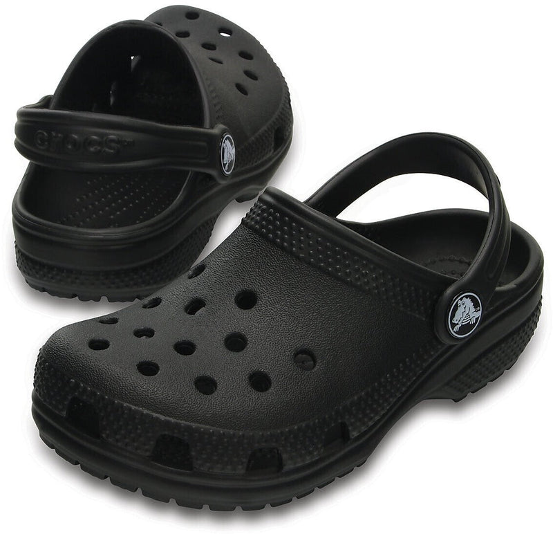Load image into Gallery viewer, Crocs Kids Classic Childrens Clog Summer Slip On Shoes - Black-0