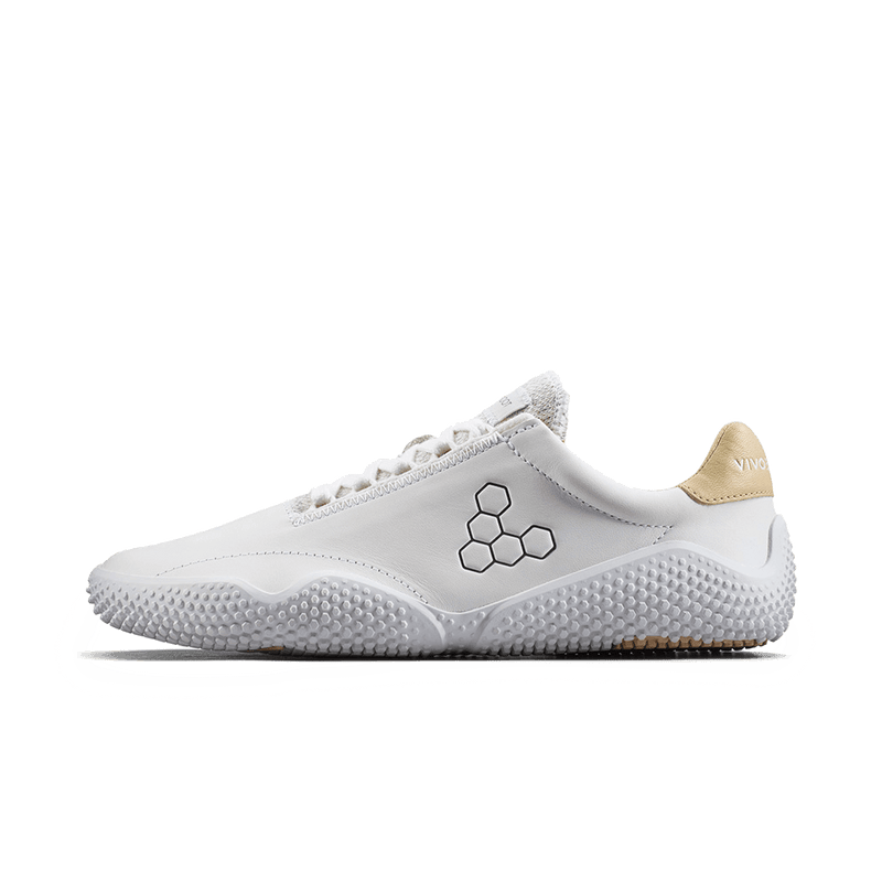 Load image into Gallery viewer, Vivobarefoot Motus Studio Leather Sneaker – Bright White side view, showcasing natural leather and flexible design.