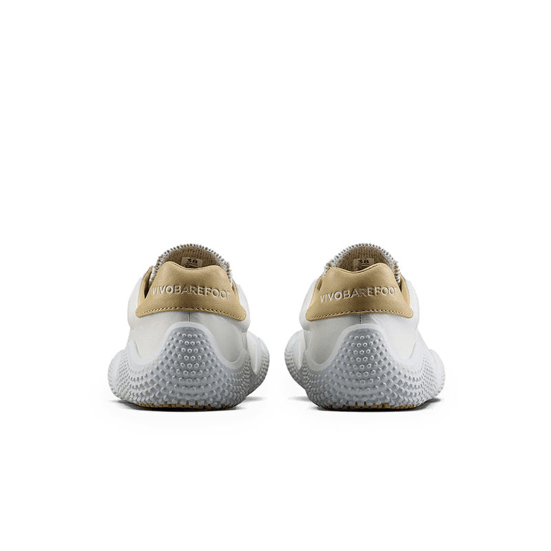 Load image into Gallery viewer, Vivobarefoot Motus Studio Leather Sneaker – Bright White rear view showcasing sleek design and comfortable fit.