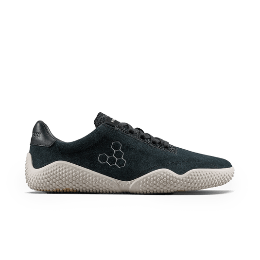 Vivobarefoot Motus Studio Sneaker | Women’s Obsidian/White side view on a white background.