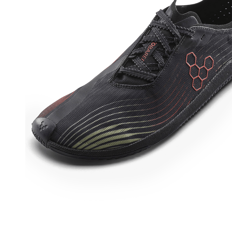 Load image into Gallery viewer, Vivobarefoot Primus Flow Women's Barefoot Running Shoe – Obsidian/Cherry Tomato