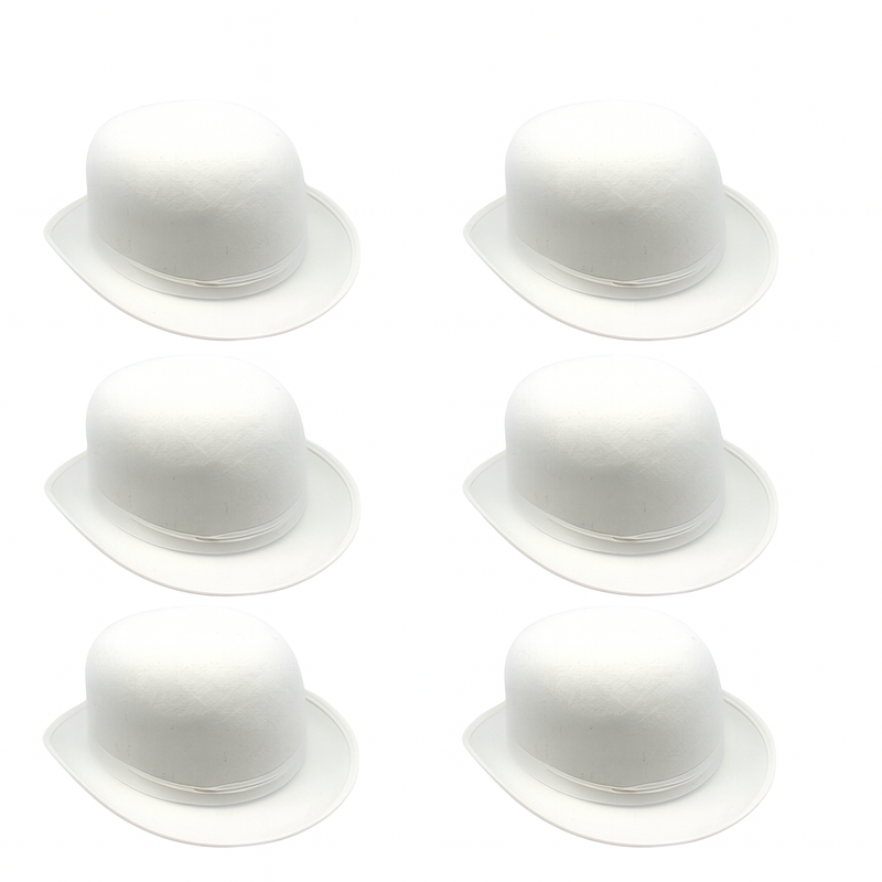Load image into Gallery viewer, 6x BOWLER HAT Party Vintage Costume Derby Felt Dance Halloween Bulk in White-0