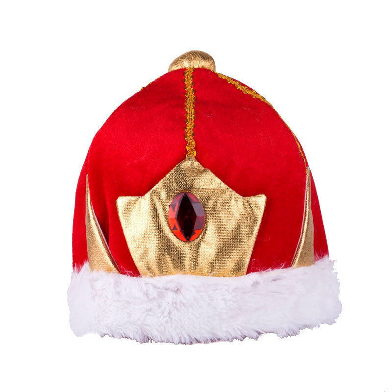 Load image into Gallery viewer, KING HAT Crown Costume Accessory Halloween Prince Party Dress Soft Gold/Red Cap-1