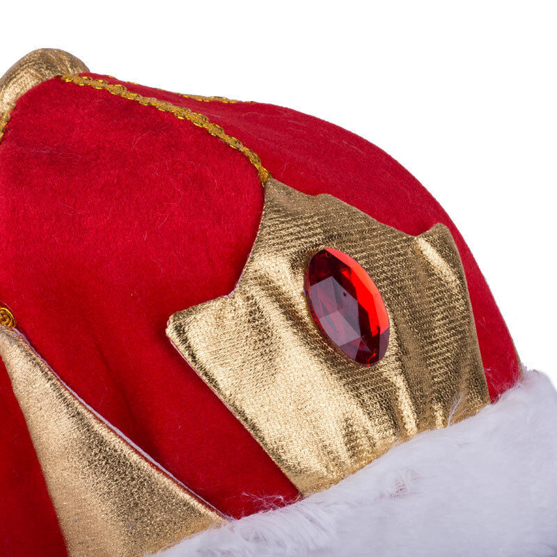 Load image into Gallery viewer, KING HAT Crown Costume Accessory Halloween Prince Party Dress Soft Gold/Red Cap-3