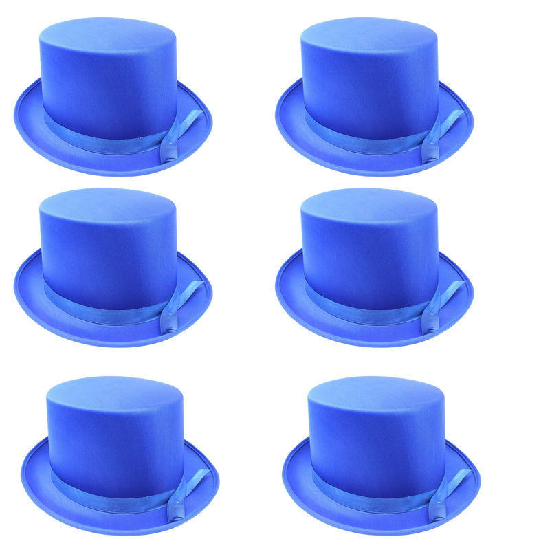 Load image into Gallery viewer, 6x SATIN TOP HAT Costume Party Cap Fancy Dress Trilby Fedora One Size BULK - Blue-0