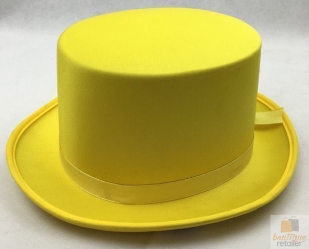 Load image into Gallery viewer, 6x SATIN TOP HAT Costume Party Cap Fancy Dress Trilby Fedora One Size BULK - Yellow-2