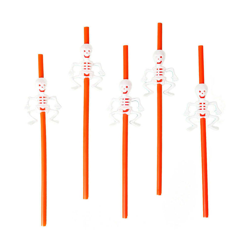 Load image into Gallery viewer, Halloween Party Pumpkin/Skeleton Drinking Straws Festive Spooky Decors - Orange-1
